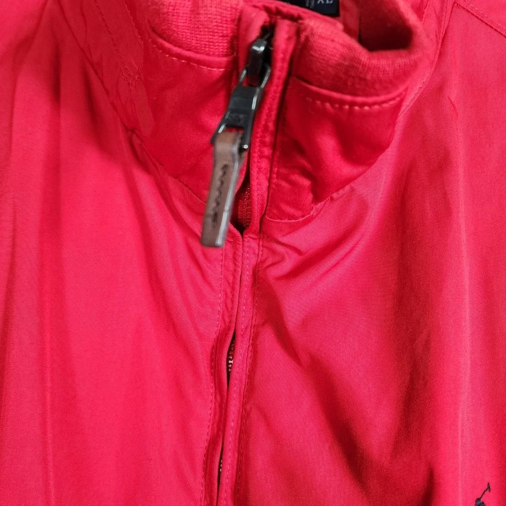 Vtg Polo Ralph Lauren Mens XL Red Windbreaker Jacket Full Zip Stowaway Hood Pony